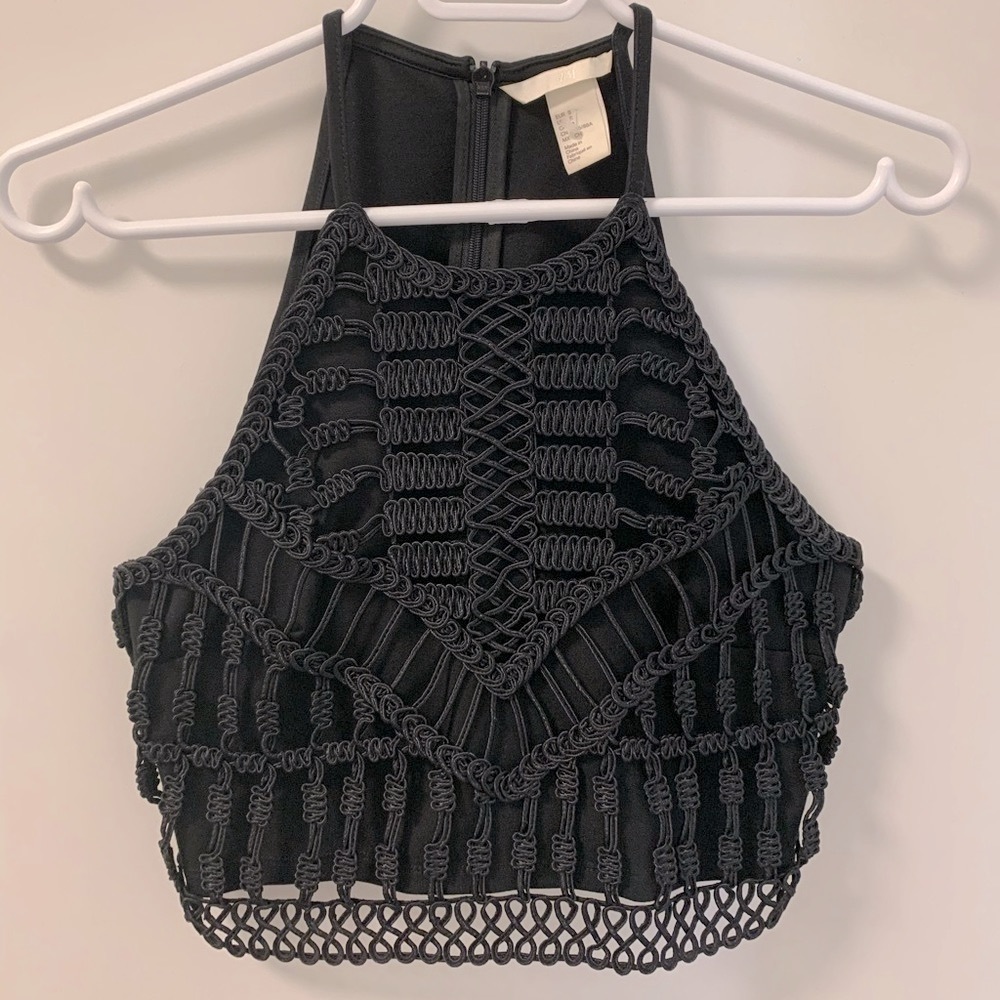 H&M crop top with crochet overlay